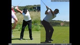 Jon Rahm golf swing  Long Iron faceon amp downtheline July 2017 [upl. by Enilrem]