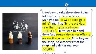 How to apply misrepresentation Liam cupcake scenario [upl. by Cianca]