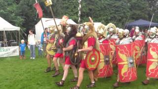 Roman Reenactment at the Amphitheatre in Caerleon Marching In [upl. by Ruberta432]