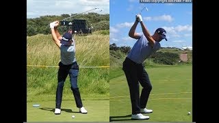 Justin Thomas golf swing  Long Iron faceon amp downtheline July 2017 [upl. by Phelips517]