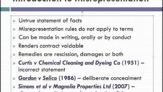 Misrepresentation Lecture 1 of 4 [upl. by Ylrevaw704]